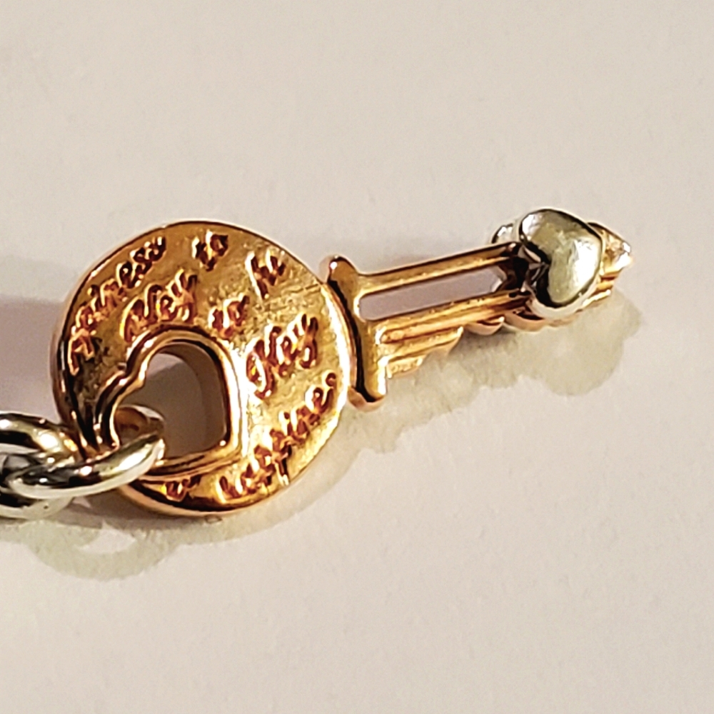 Authentic NEW Pandora Two Tone Key and Sliding Heart Charm S925ALE 14K RGP - Picture 8 of 8